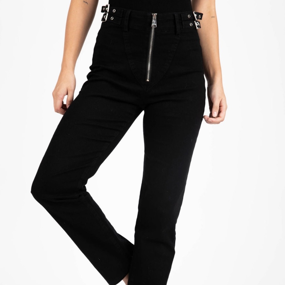 NWT Kittenish Black Bronx Buckle Straight Denim Jeans